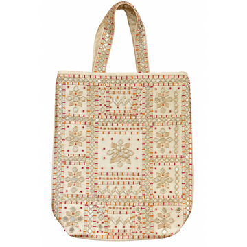 Ivory Mirror Embroidered Tote Bag