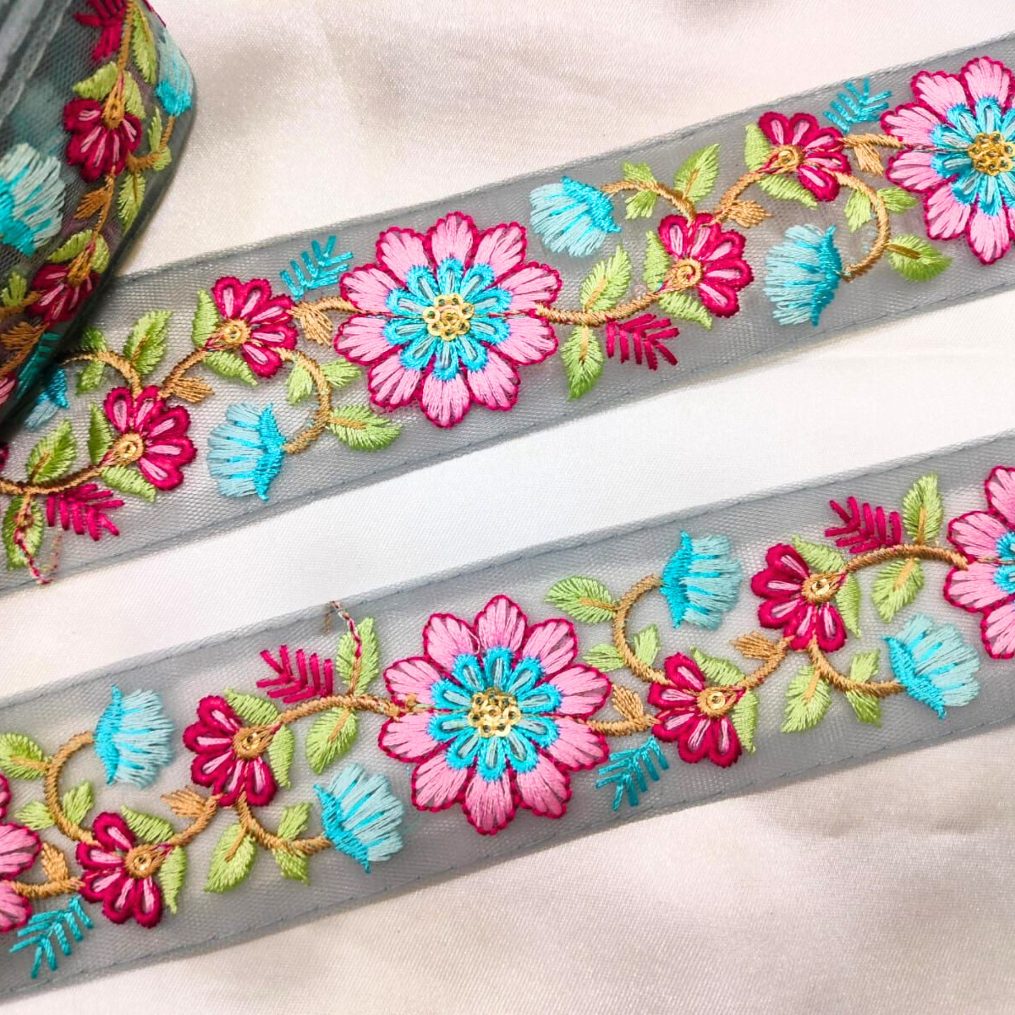 Multicolor Embroidered Trim