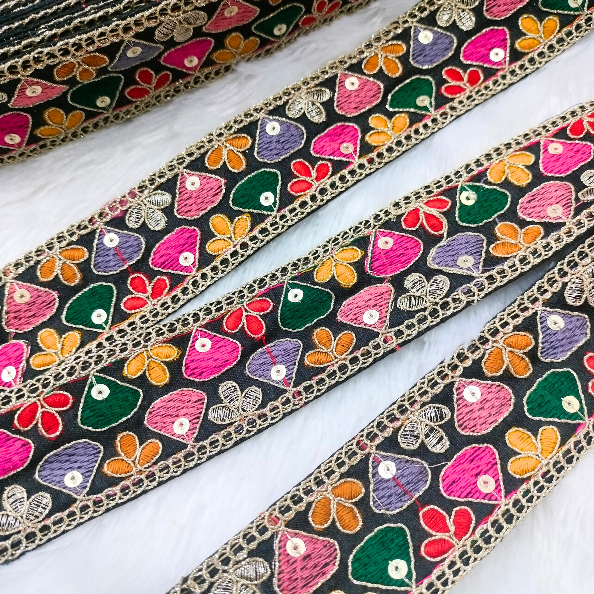 Multicolor Embroidery Tirm