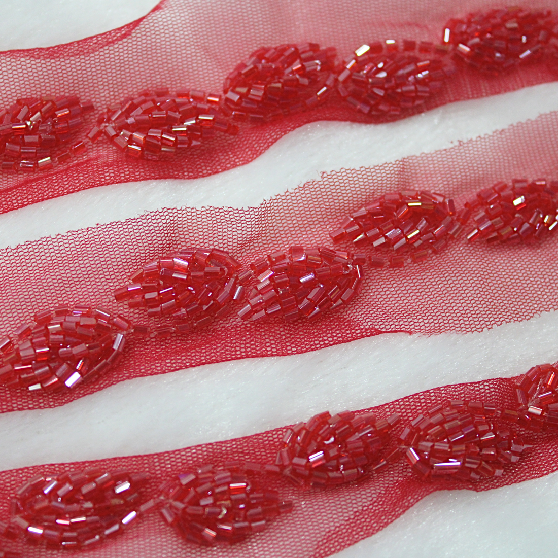 Leaf Elegance: Handcrafted Cutdana Lace