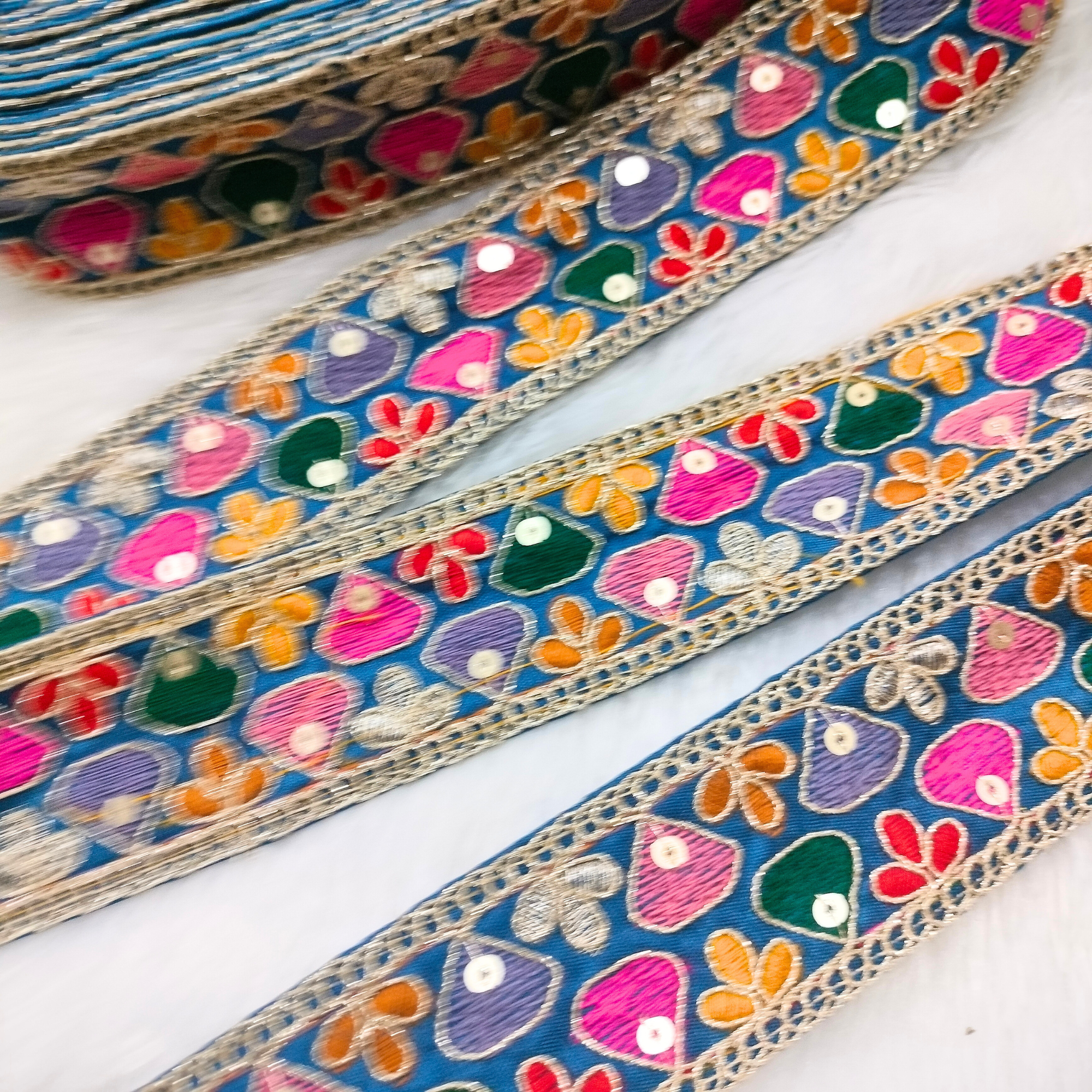 Multicolor Embroidery Tirm