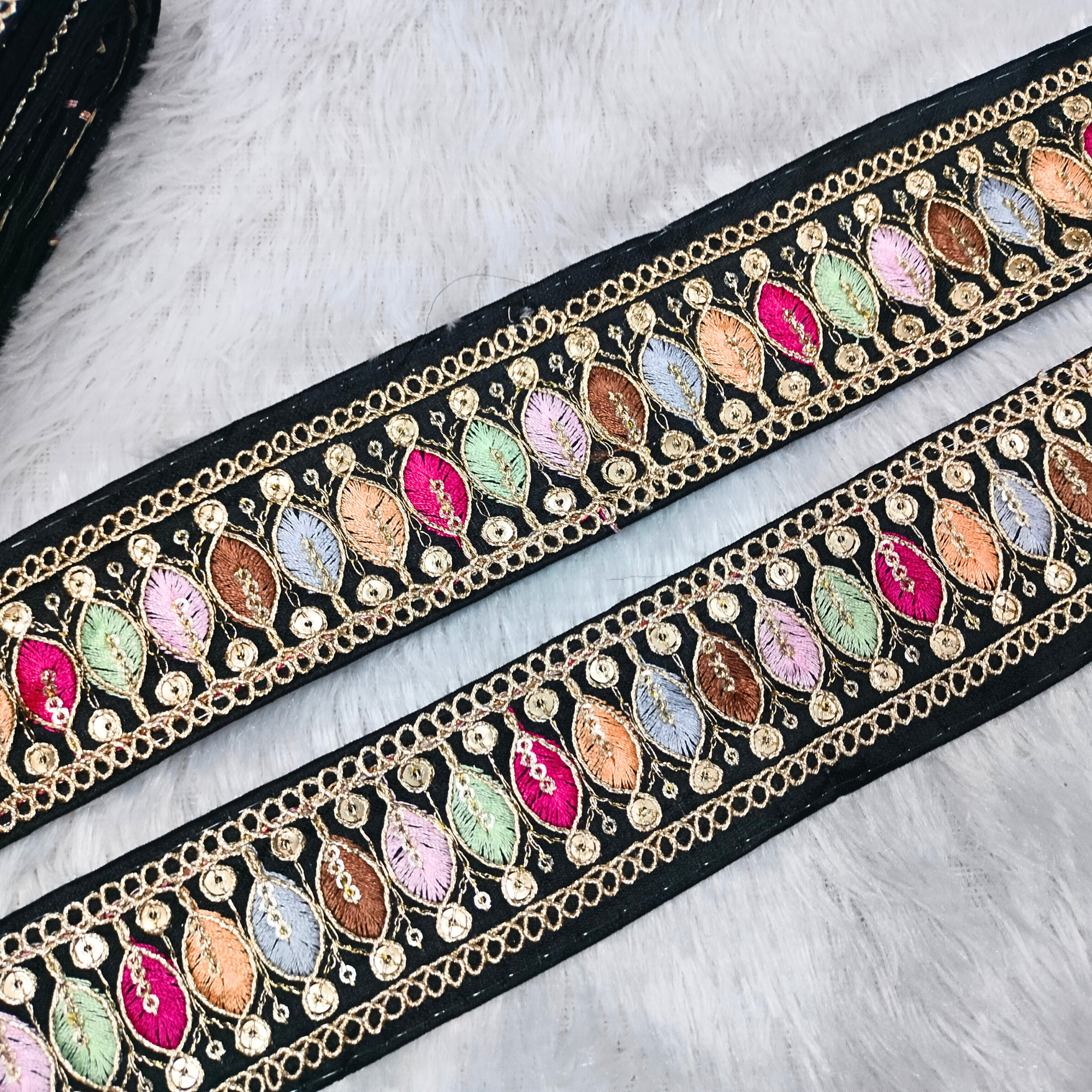 Multicolor Embroidery Work Lace