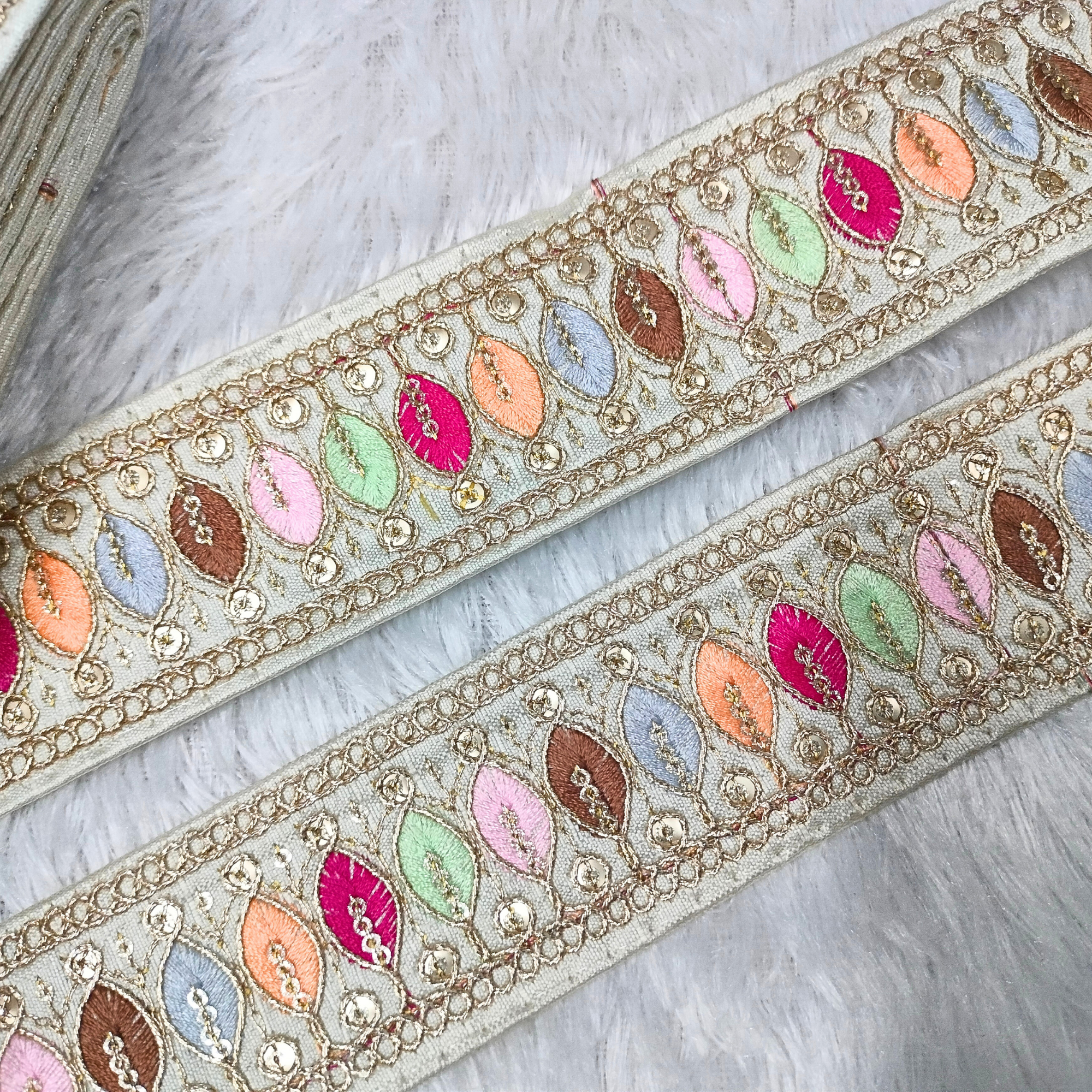Multicolor Embroidery Work Lace