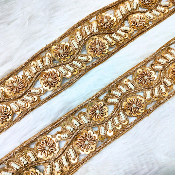 Dark Gold Handcrafted Zardozi Trim