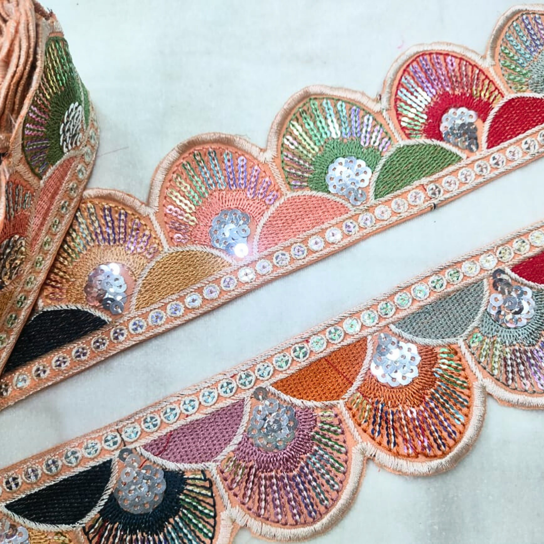 Vibrant Multicolor Sequin Trim