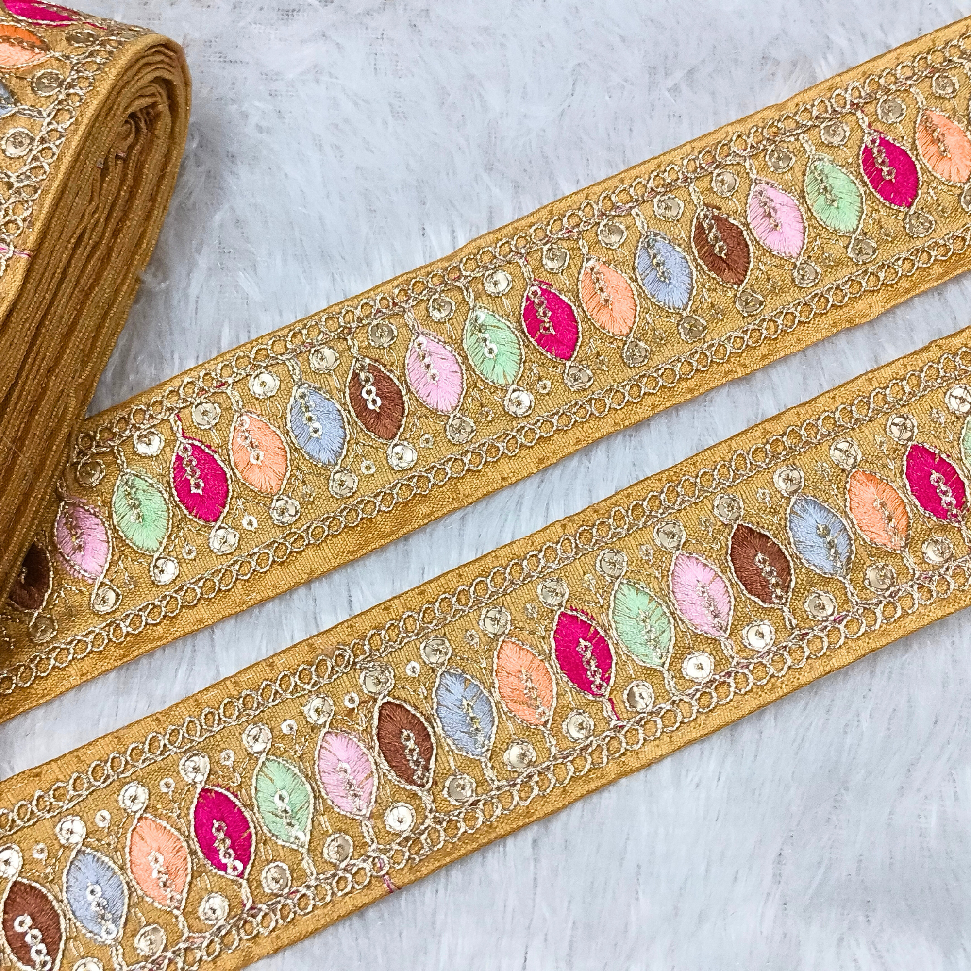 Multicolor Embroidery Work Lace