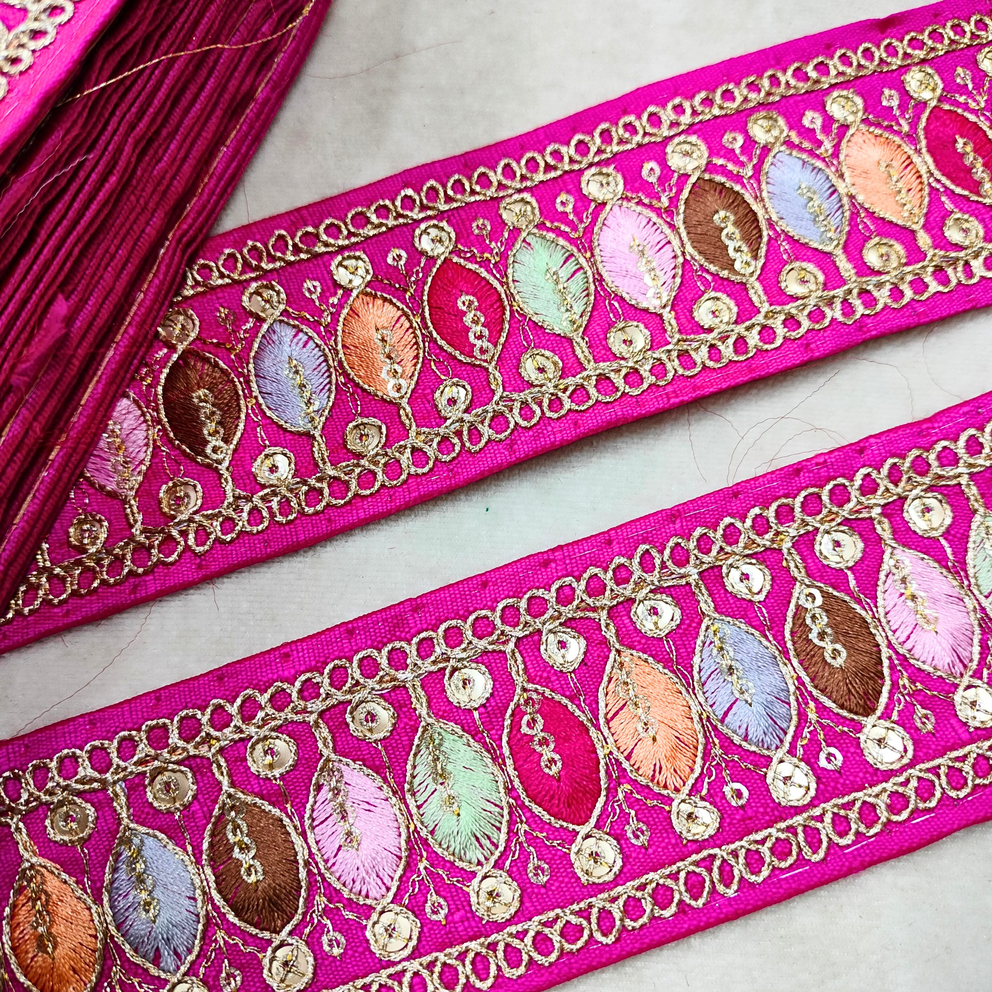 Multicolor Embroidery Work Lace