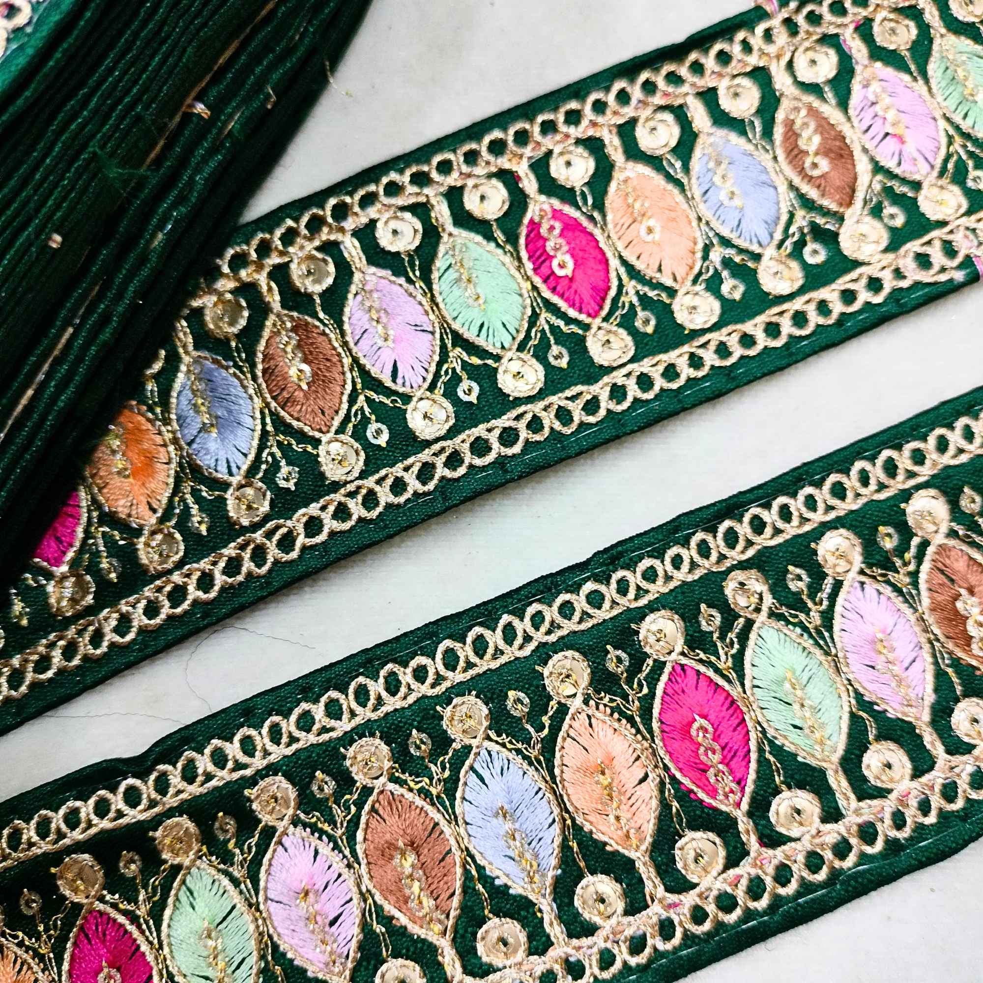 Multicolor Embroidery Work Lace