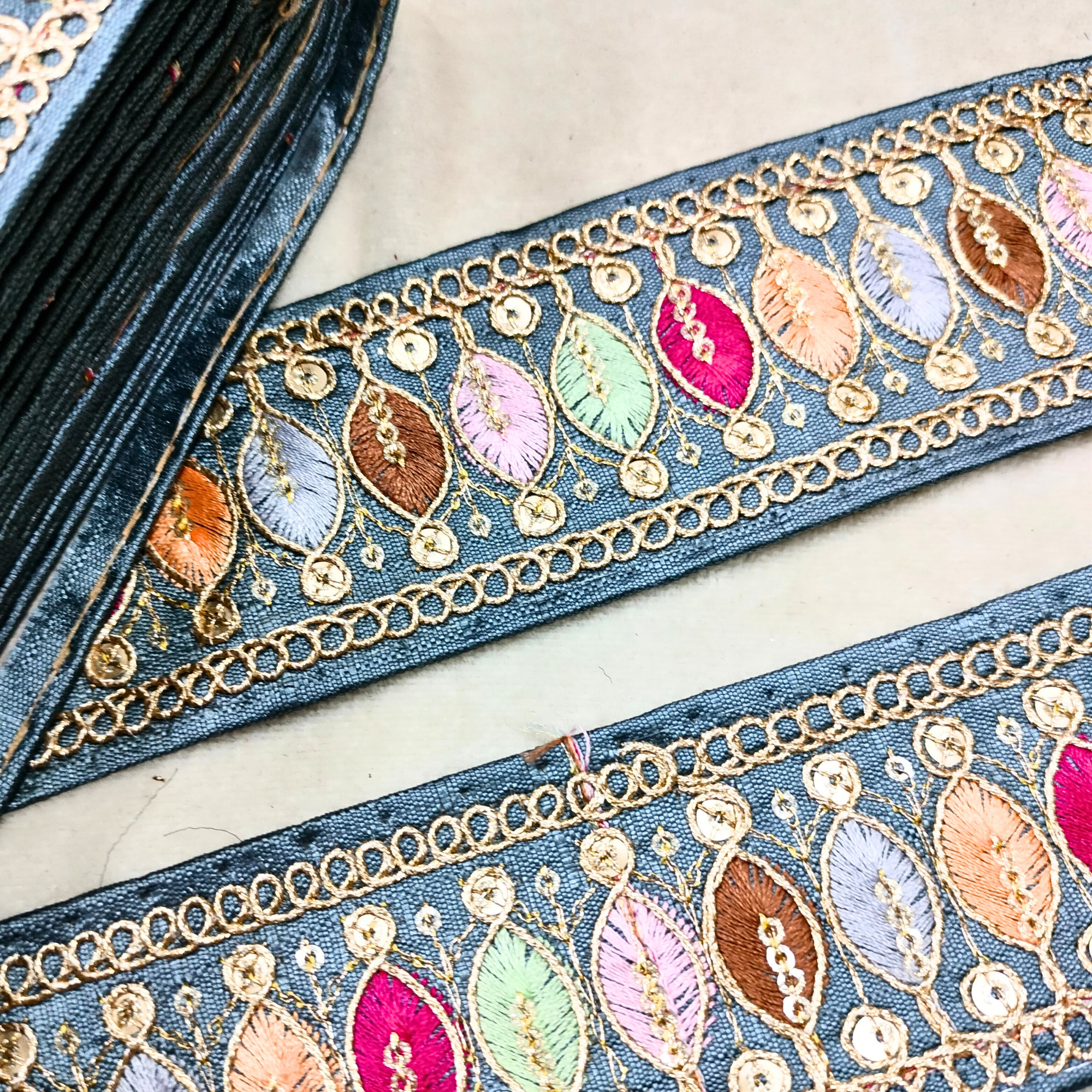 Multicolor Embroidery Work Lace