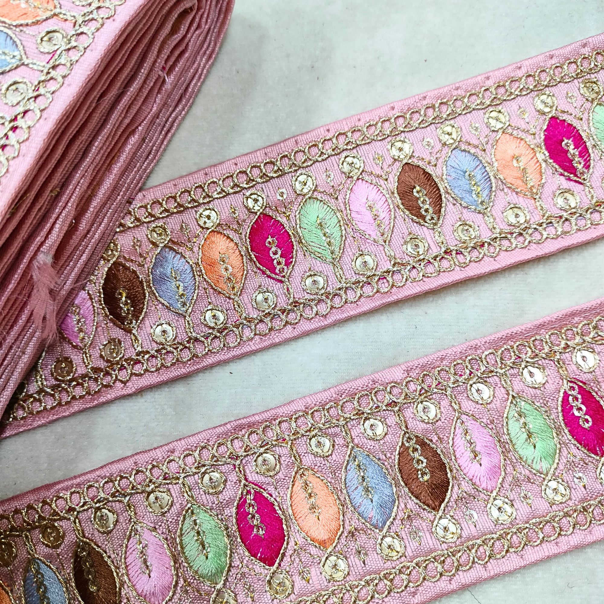 Multicolor Embroidery Work Lace