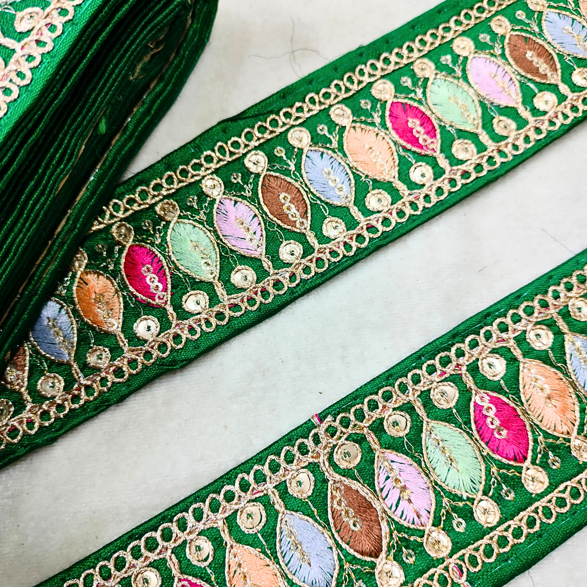 Multicolor Embroidery Work Lace