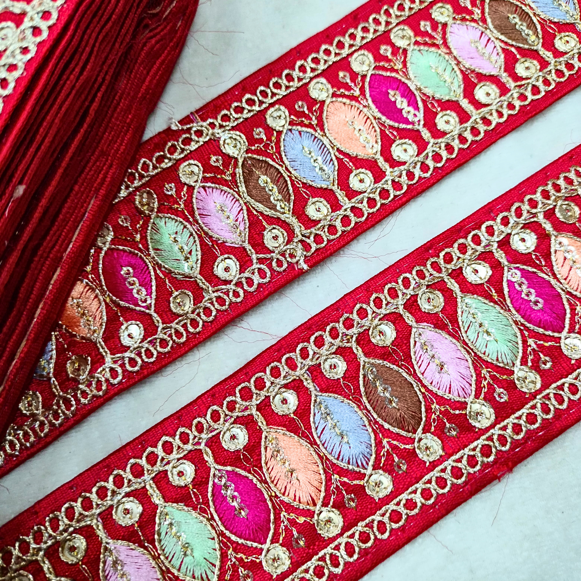 Multicolor Embroidery Work Lace