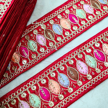 Multicolor Embroidery Work Lace