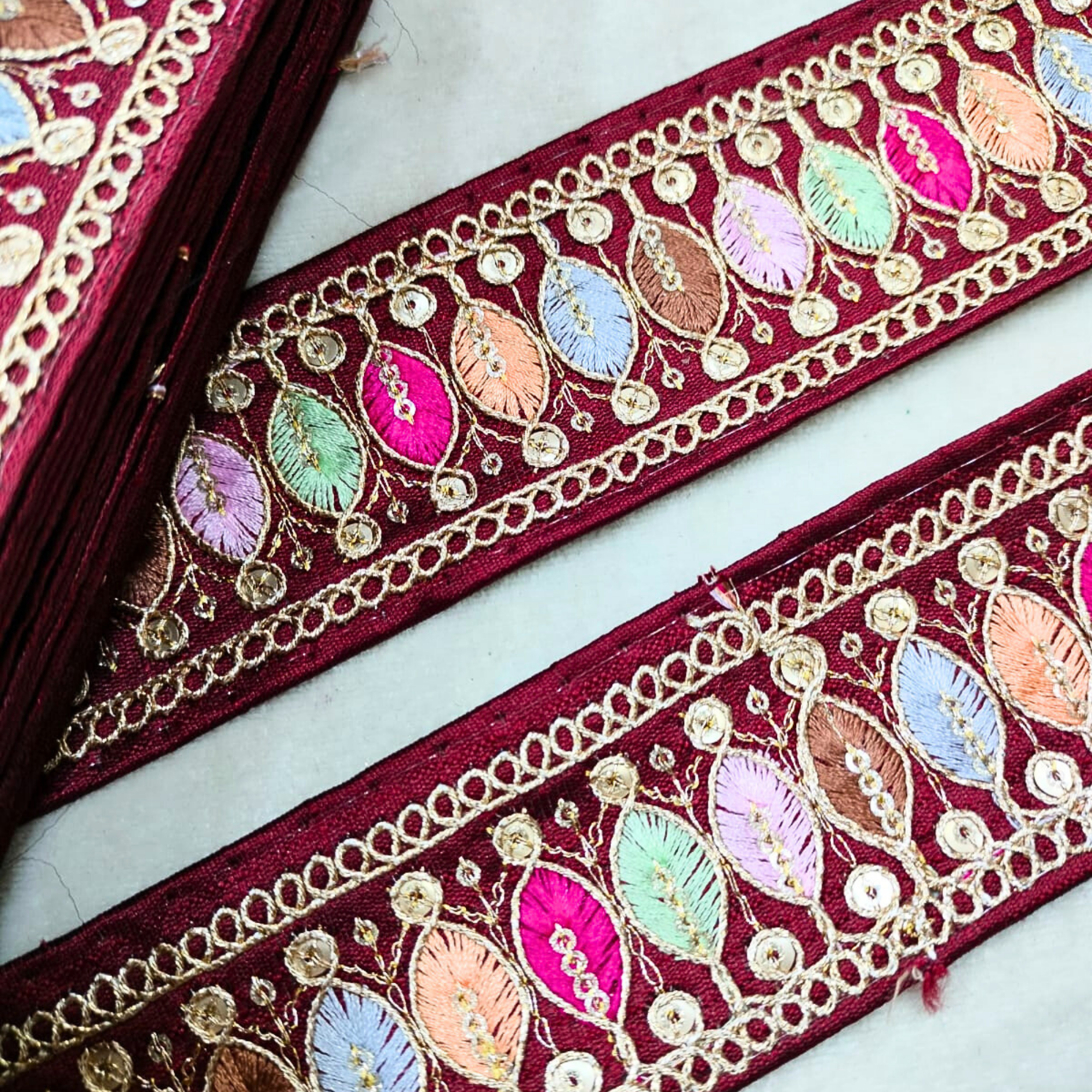 Multicolor Embroidery Work Lace