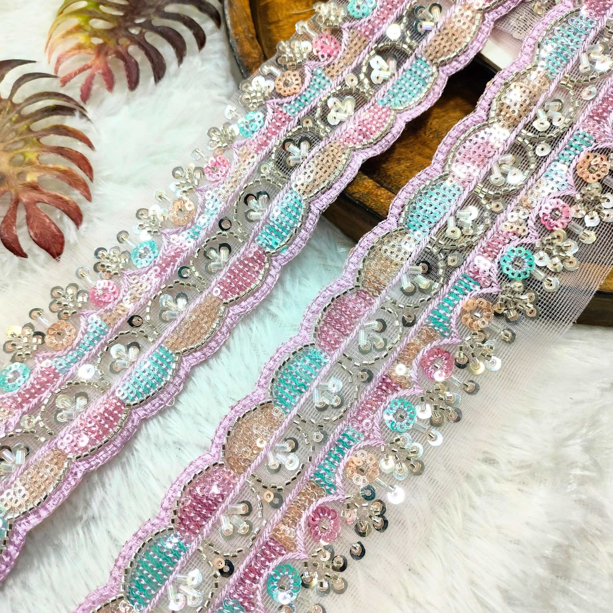 Multicolor Sequin Embellished Trim