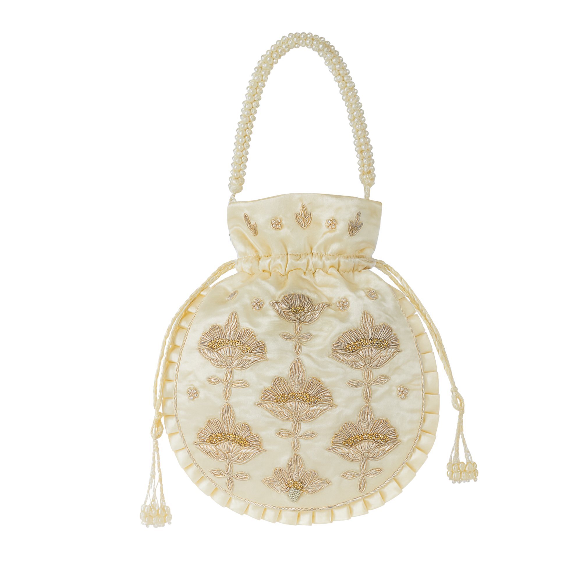 Classic Ivory Zardozi Potli Bag