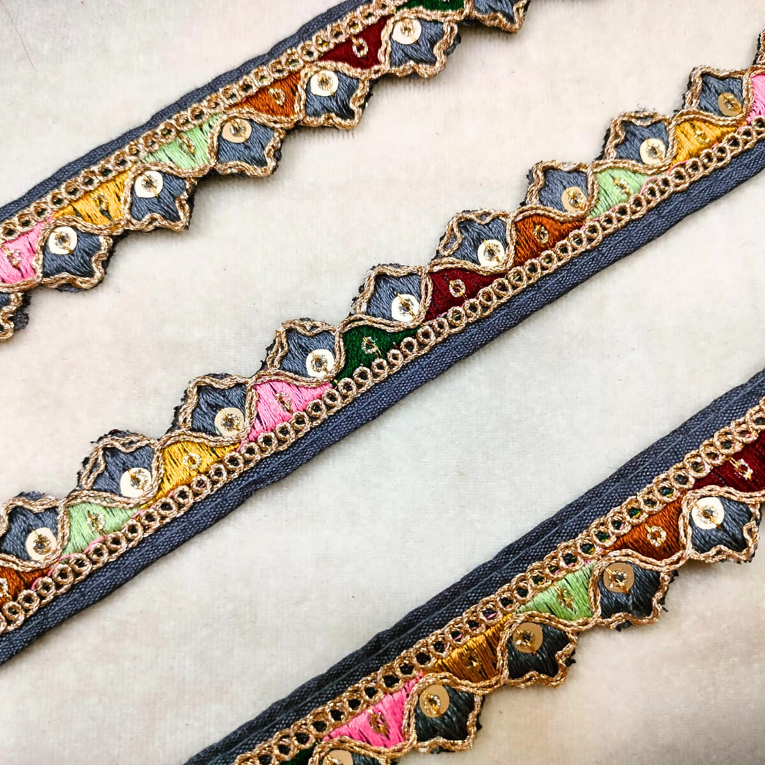 Multicolor Embroidered Trim