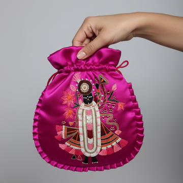 Hot Pink Shreenathji Potli Bag