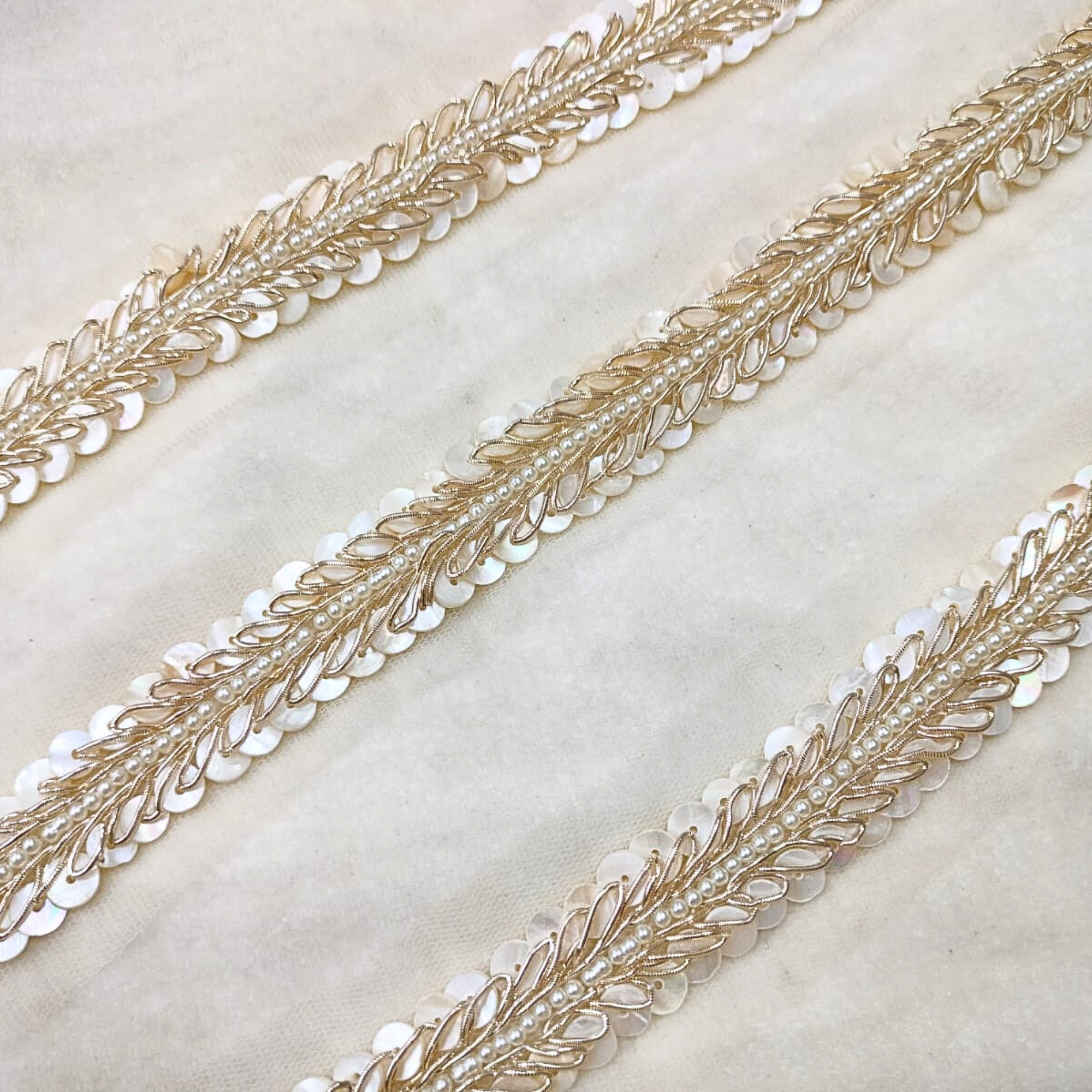 Pearl and Sequin Handwork Trim
