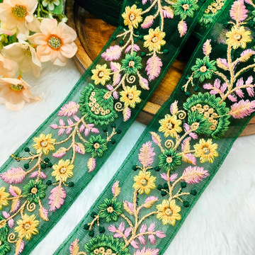 Floral Embroidered Net Lace