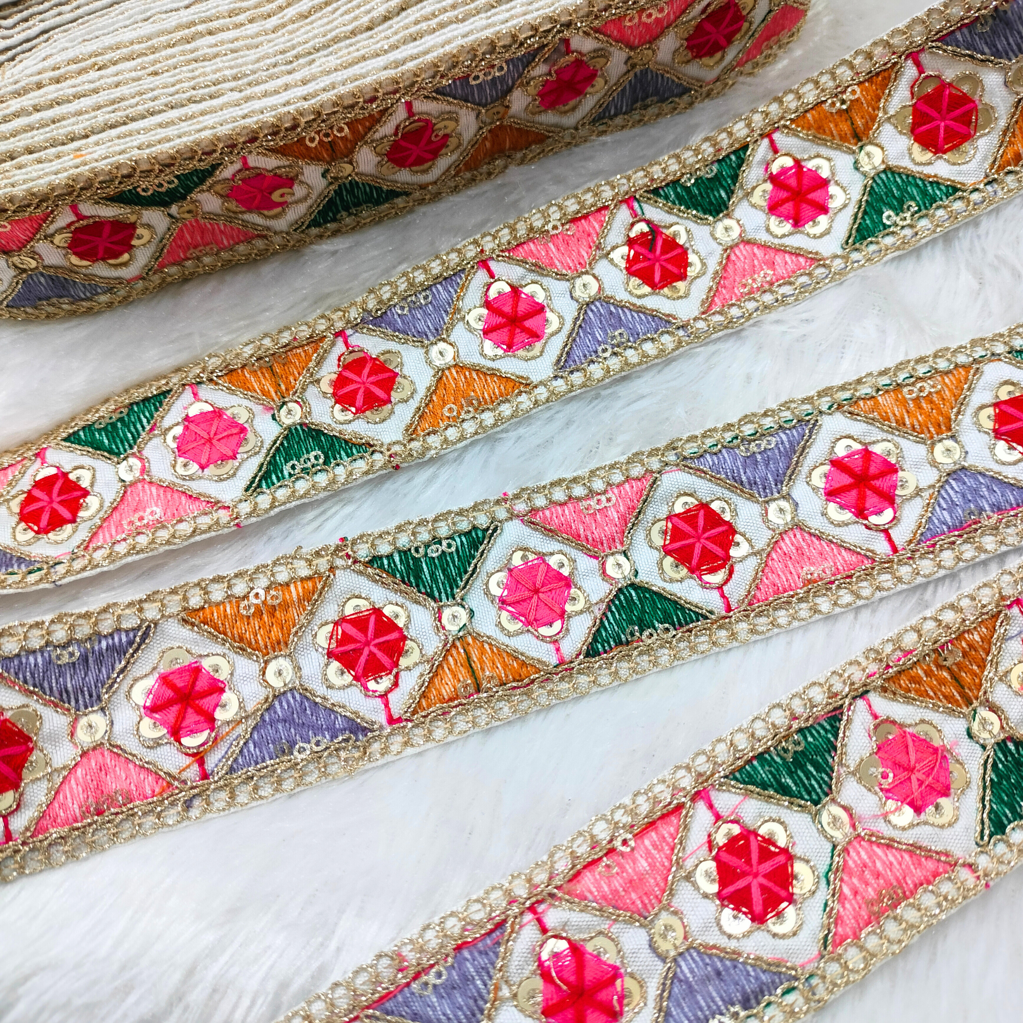 Multicolor Embroidery Tirm