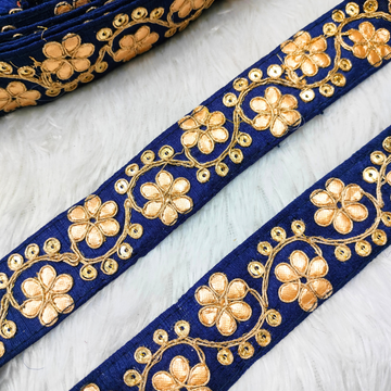 Blue Floral Gota Work Trim