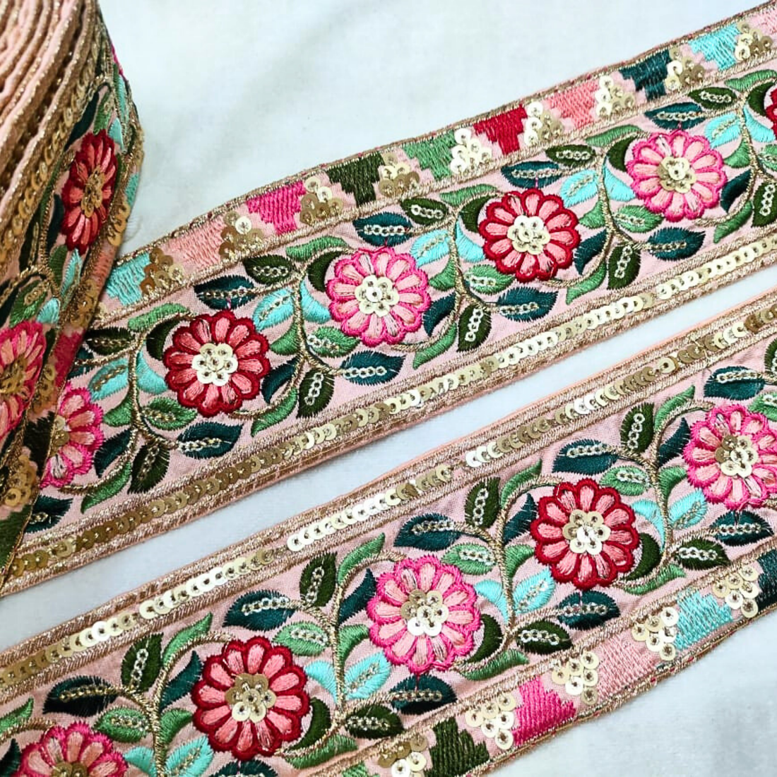 Vibrant Multicolor Embroidery Trim