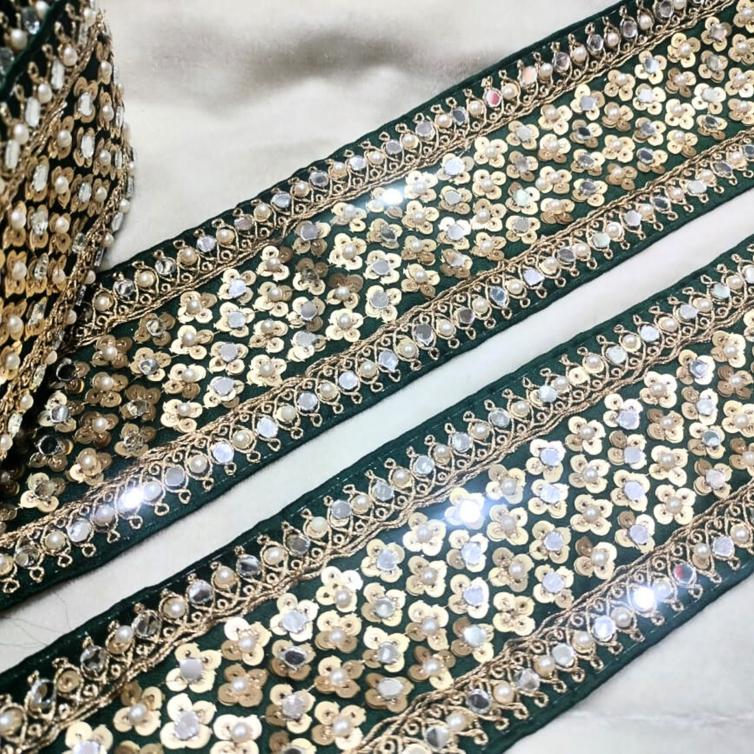 Pearl and Mirror Embellished Trim