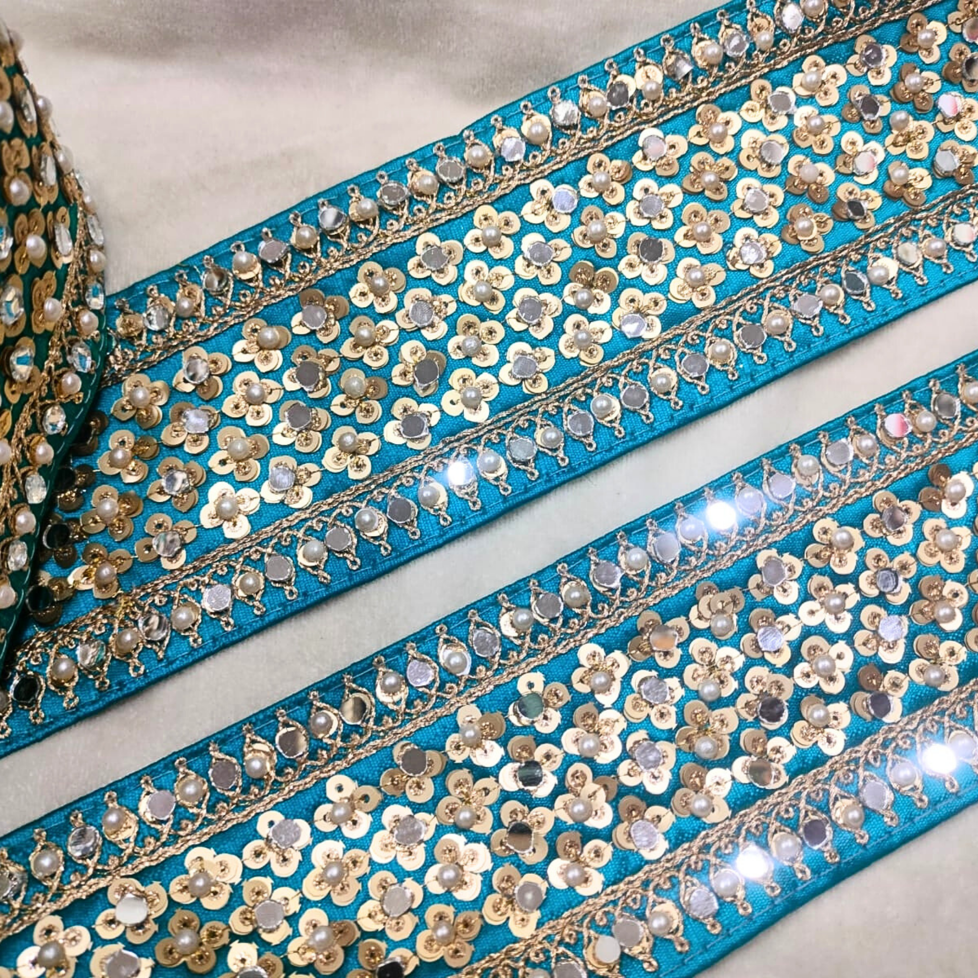 Pearl and Mirror Embellished Trim