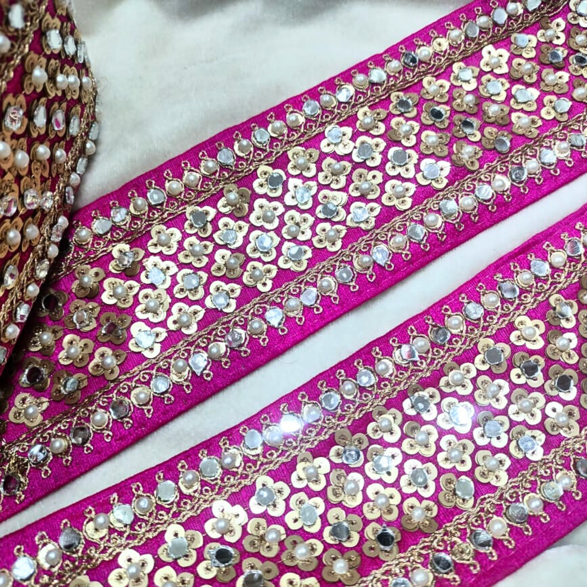 Pearl and Mirror Embellished Trim