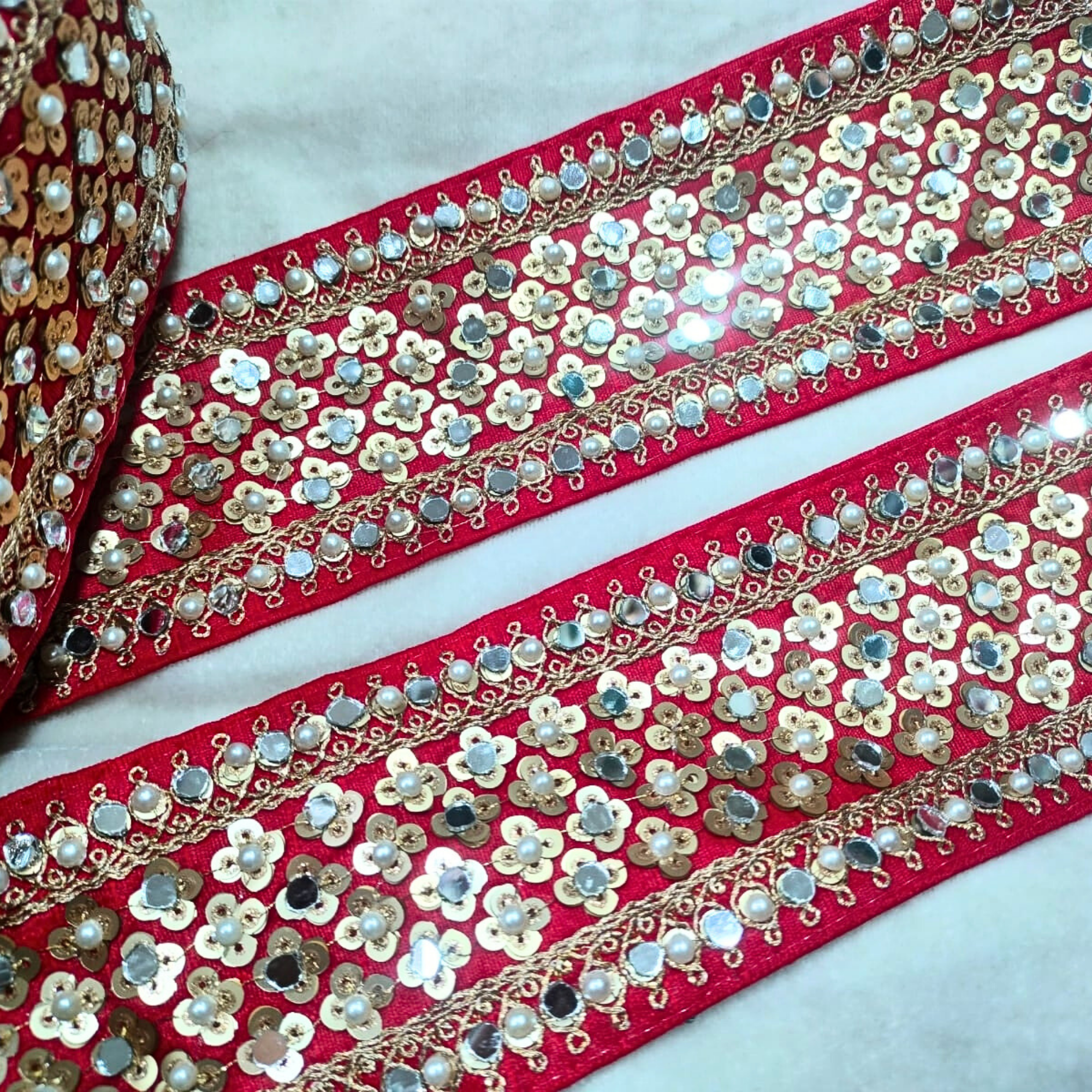 Pearl and Mirror Embellished Trim