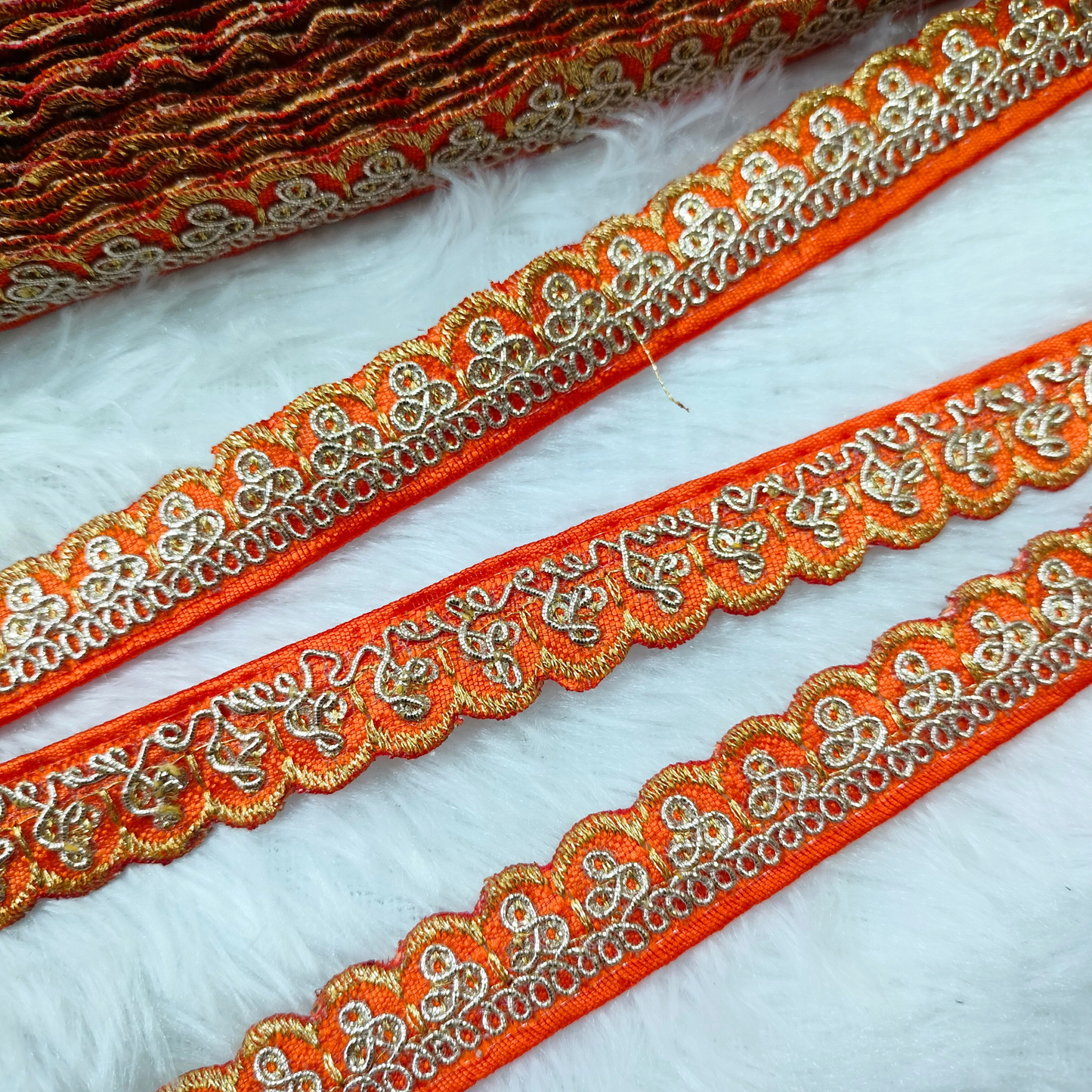 Orange Sequin Embellished Trim