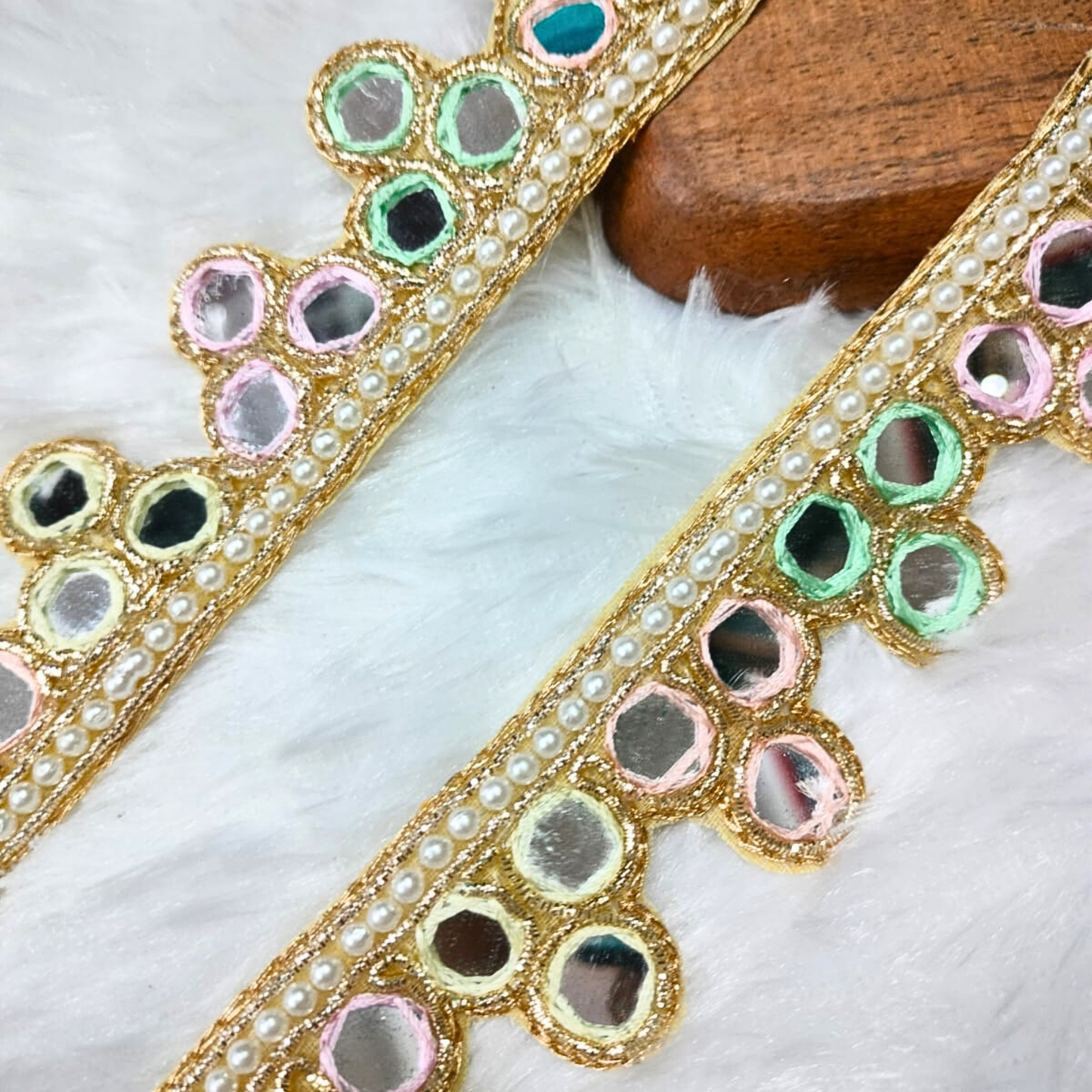 Multicolor Mirror Embellished Handcrafted Trim