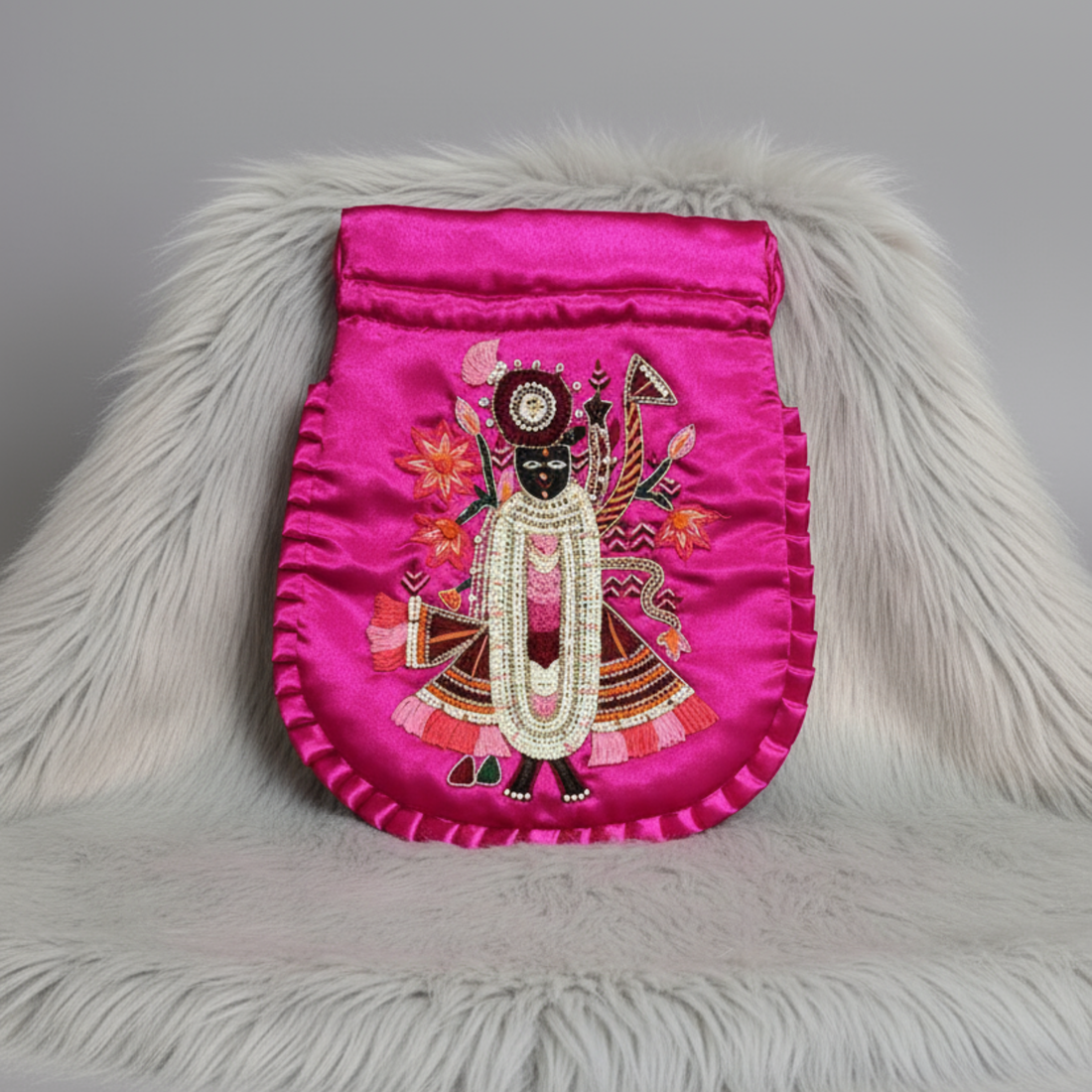Hot Pink Shreenathji Potli Bag