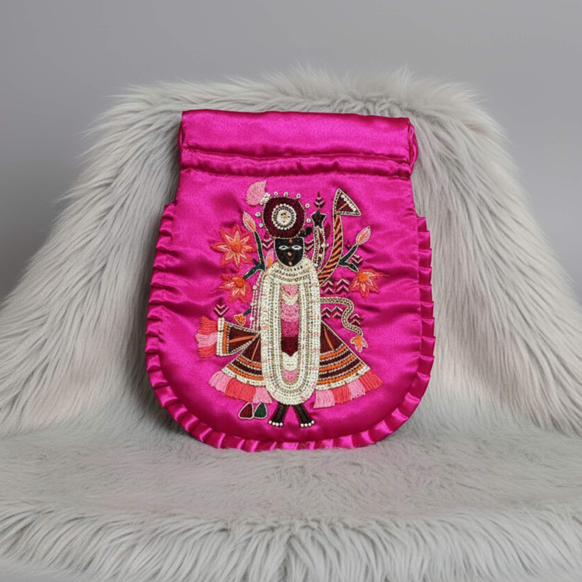 Hot Pink Shreenathji Potli Bag