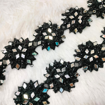 Floral Mirror Work Trim Embellishments