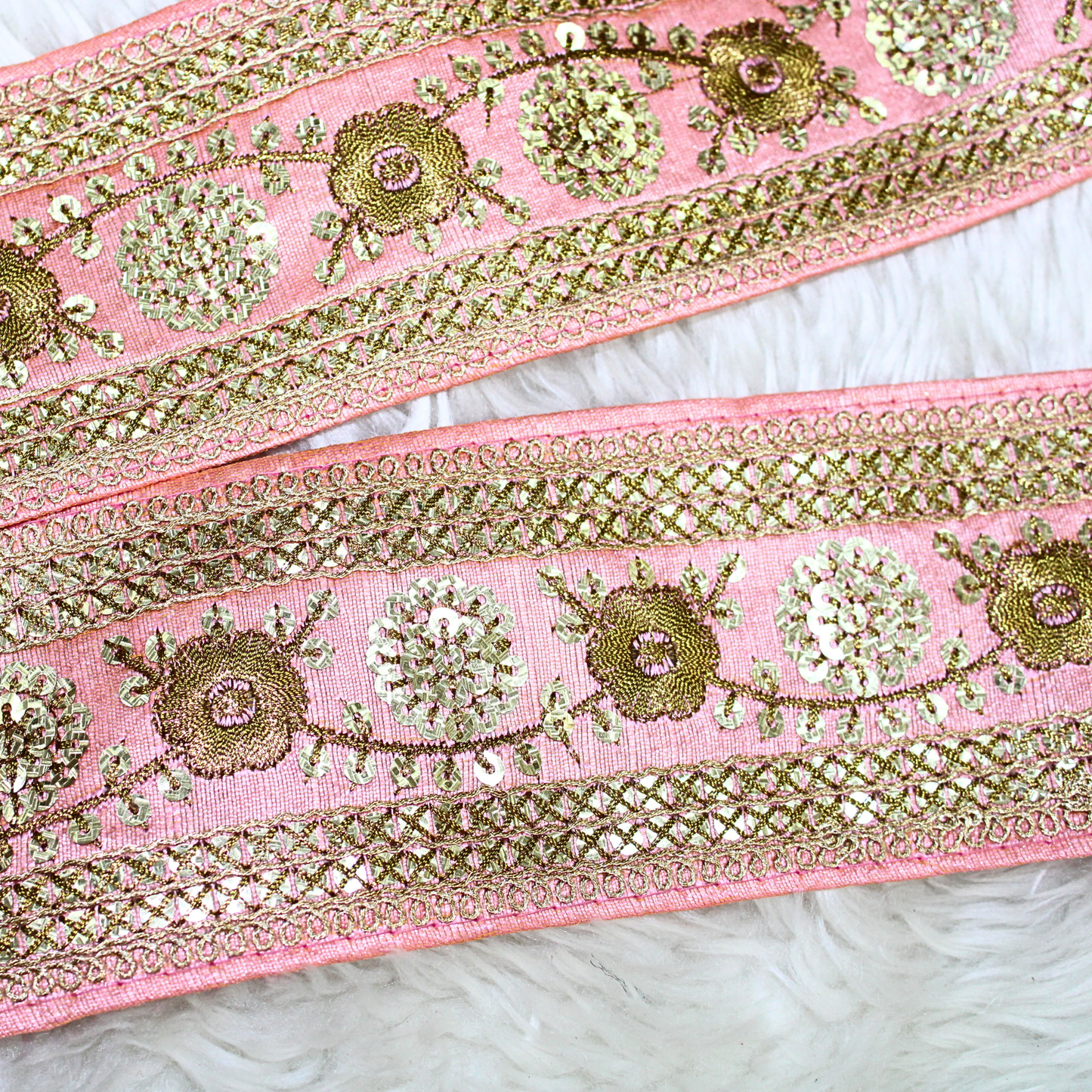 Light Pink Fancy Sequence Zari Trim