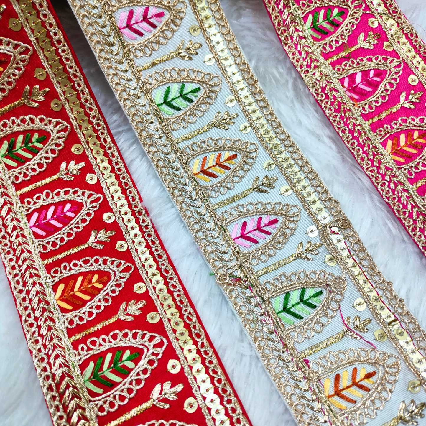 Dark Blue Embellished Embroidered Trim