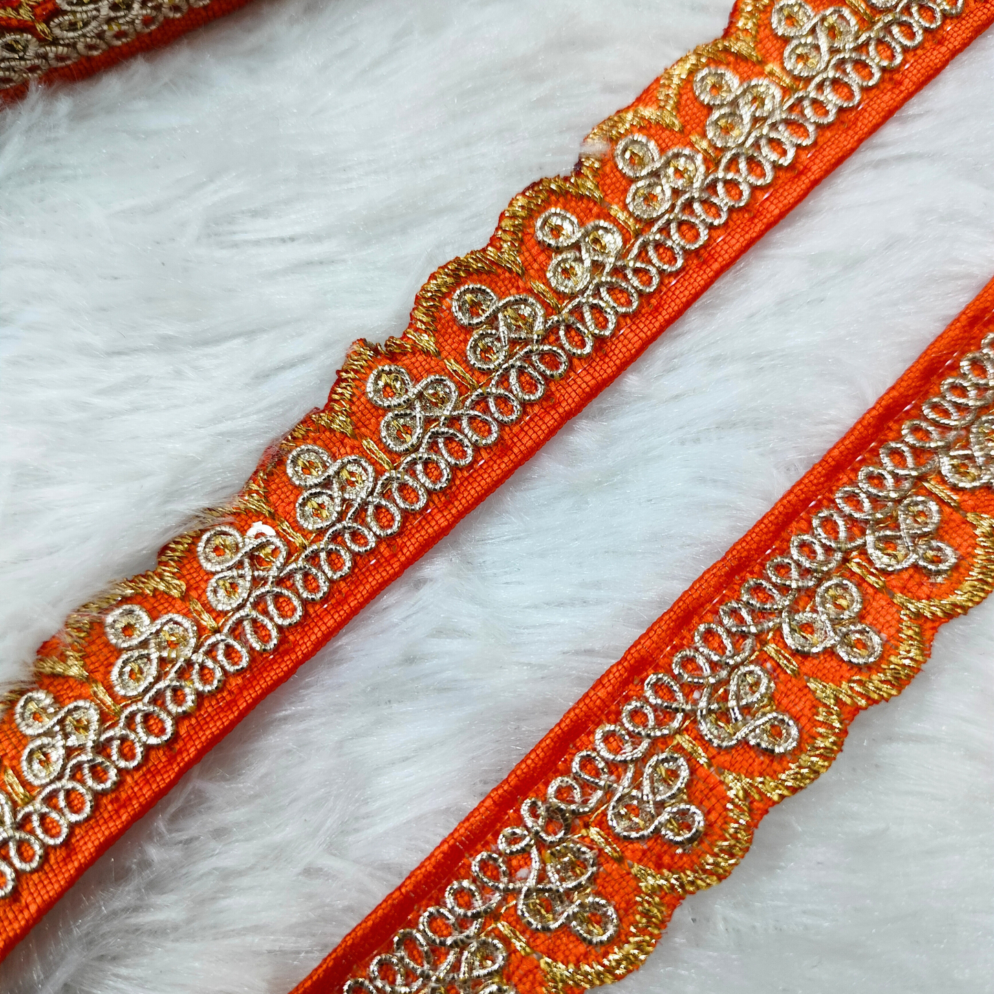 Orange Sequin Embellished Trim