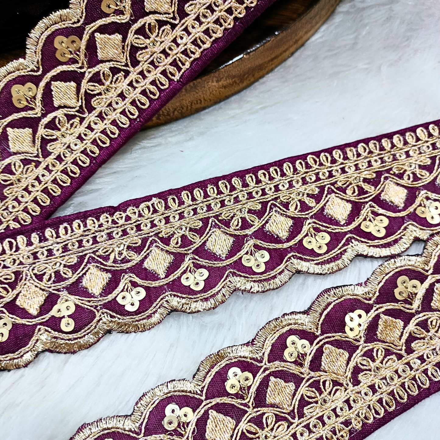 Fancy Purple Embellished Zari Lace