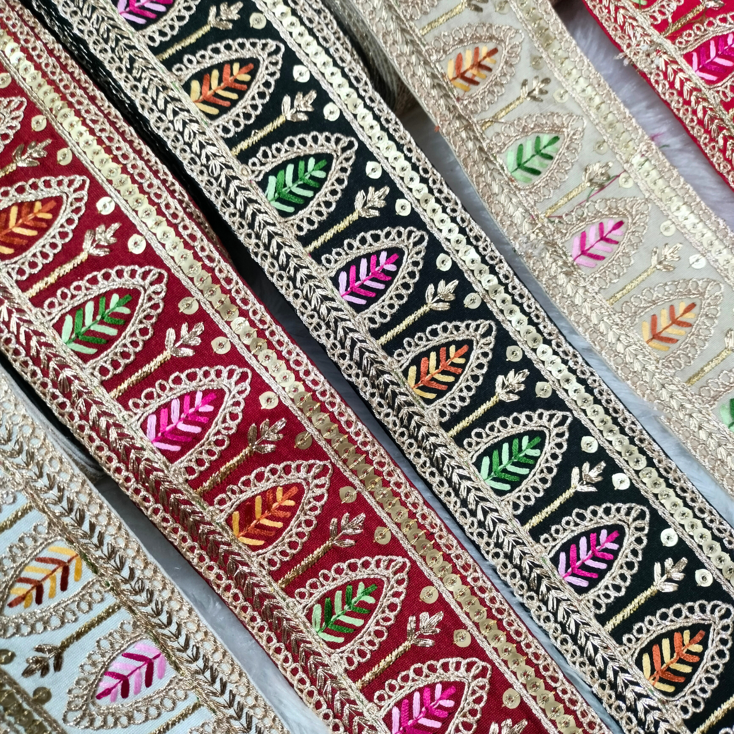 Maroon Embellished Trim