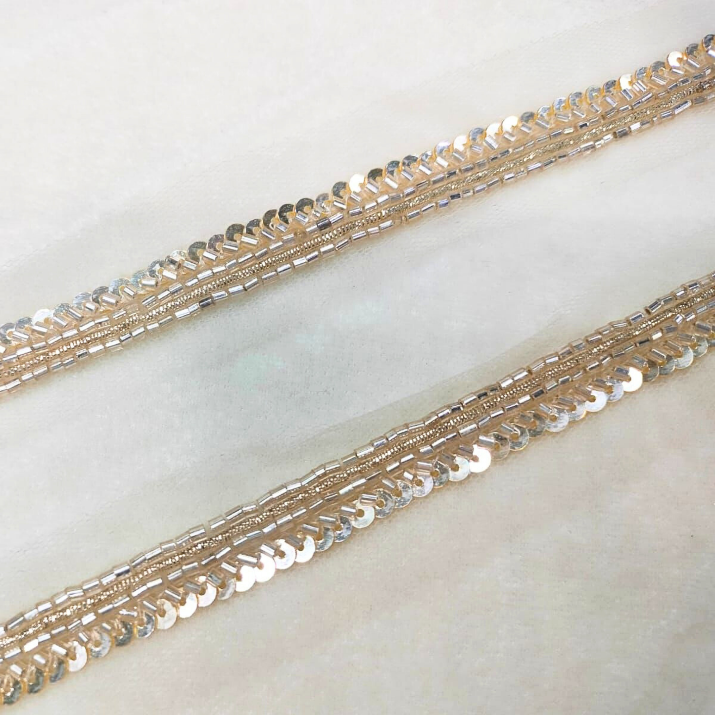 Light Gold Sequin and Cutdana Handwork Trim