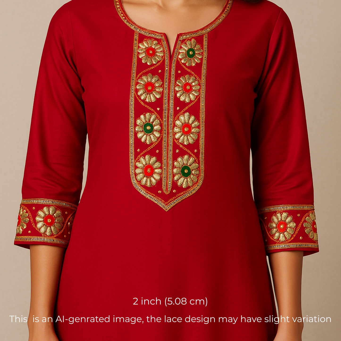 Red Traditional Gota Patti Lace