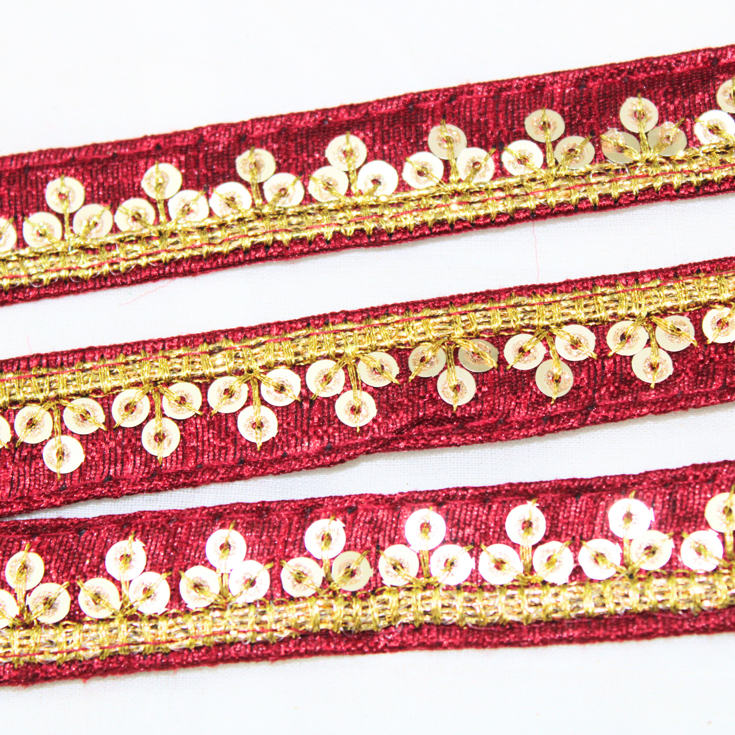 Maroon Embellished Sequin Trim