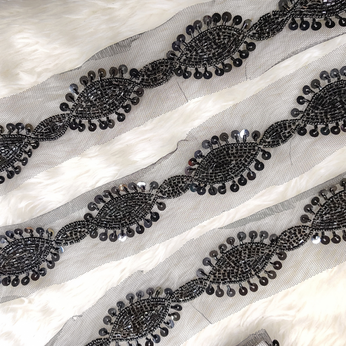 Sequin Embellished Handwork Lace