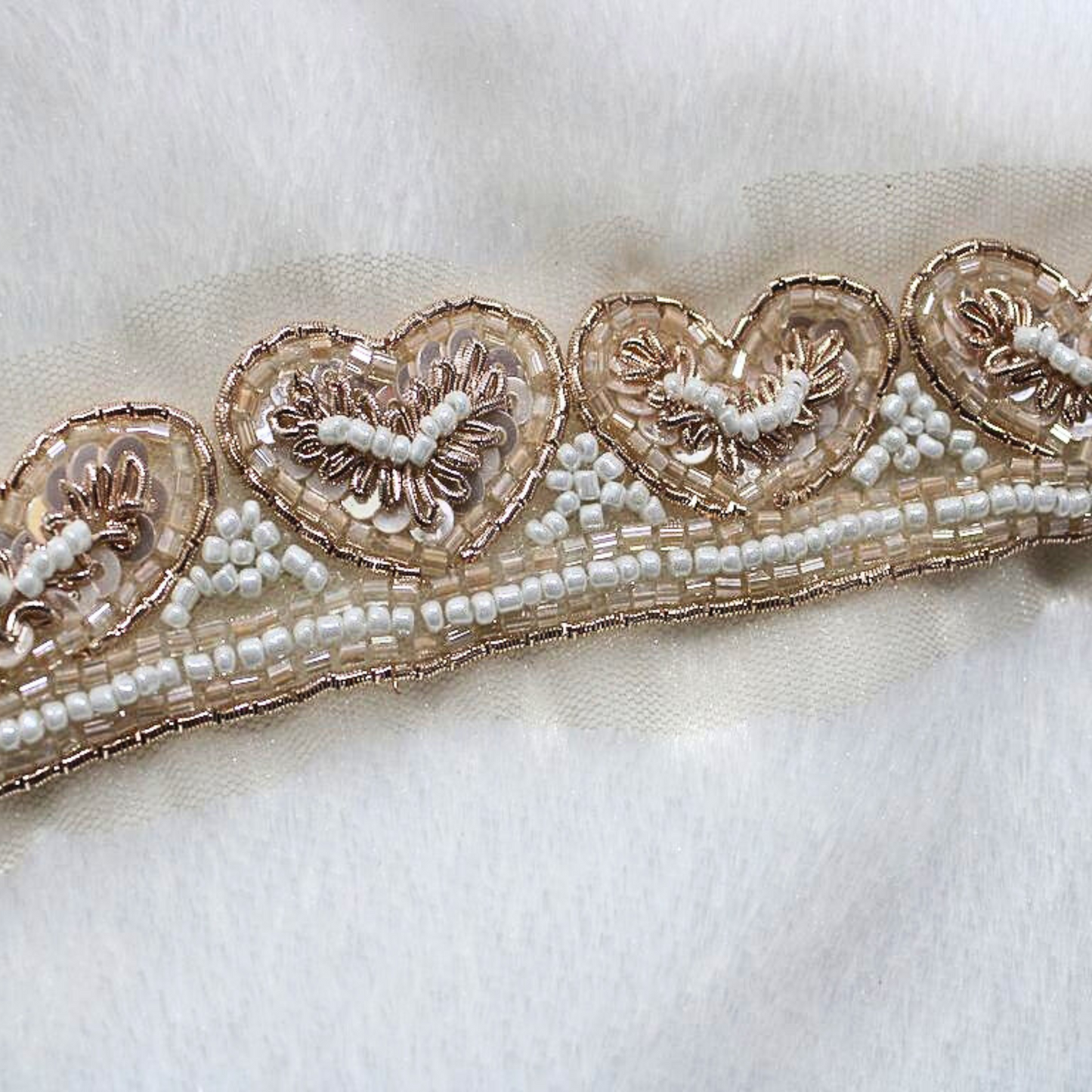 Rose Gold Heart Shape Embellished Handcrafted Trim.