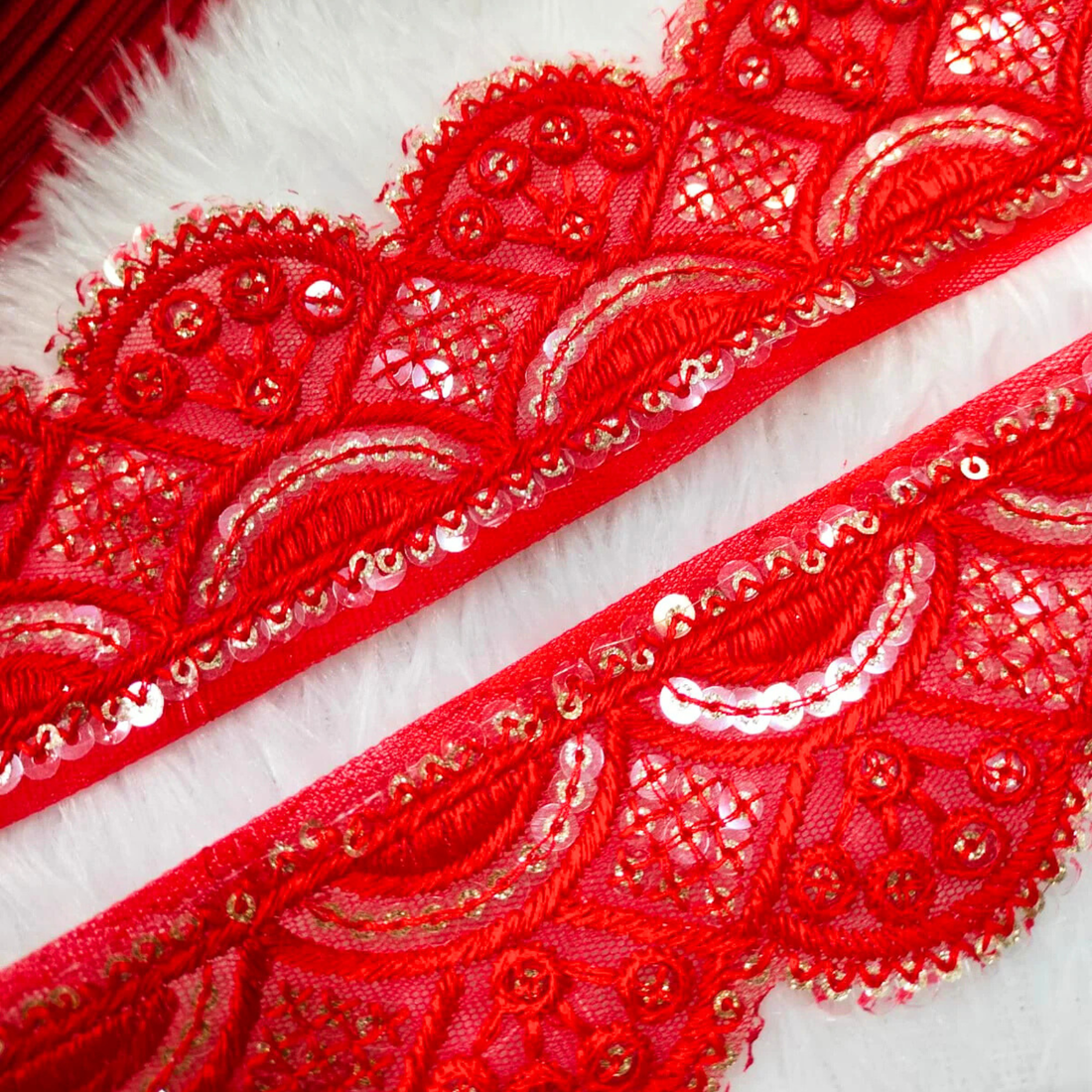 Sequin Scallop Embroidered Trim