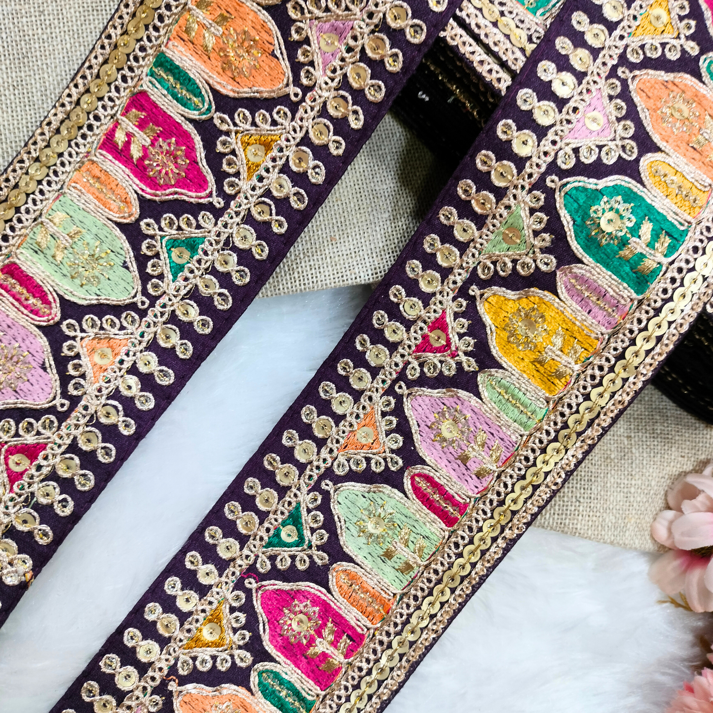 Black Fancy Embroidery Work Lace