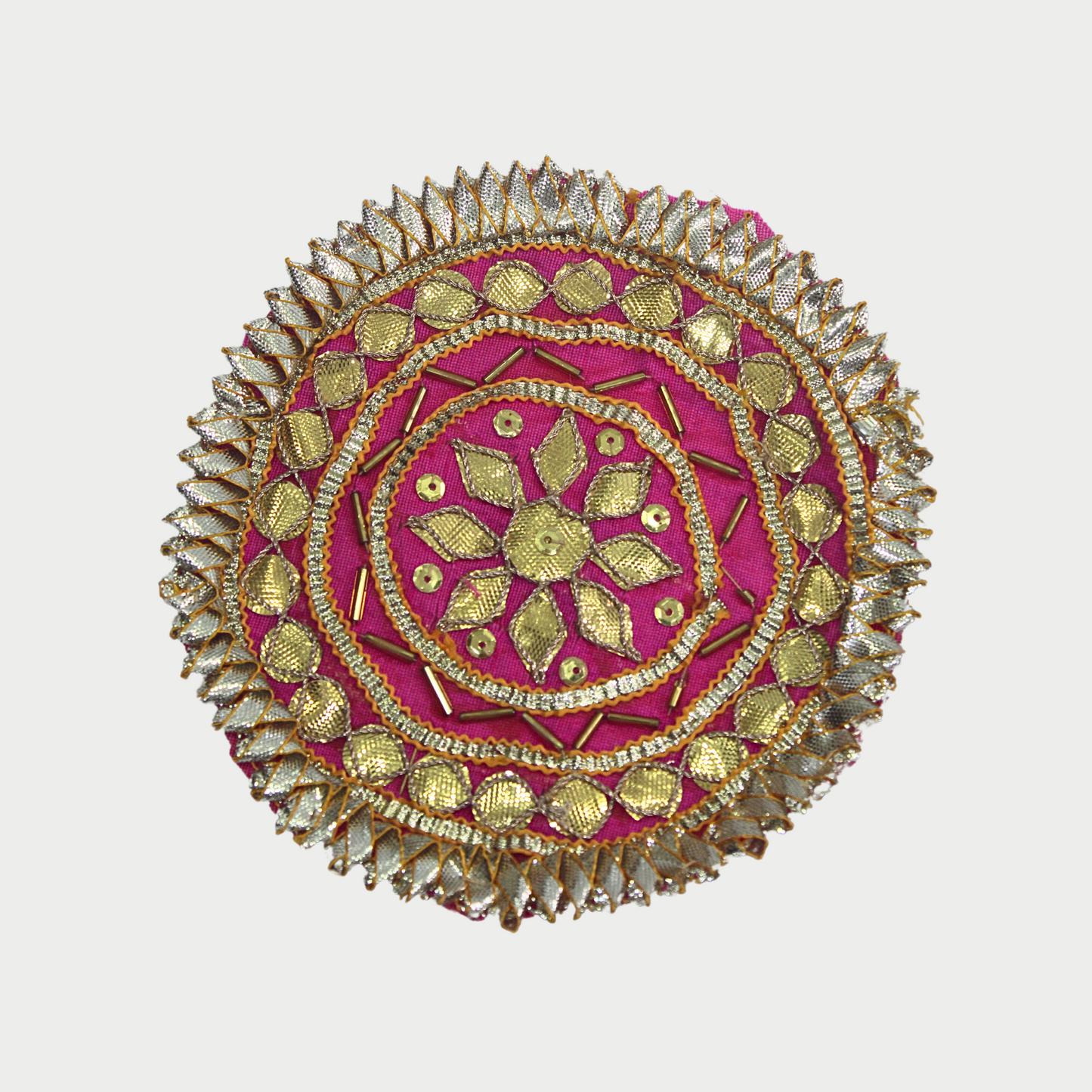 Circular Pink Embellished Gota Patti Patch