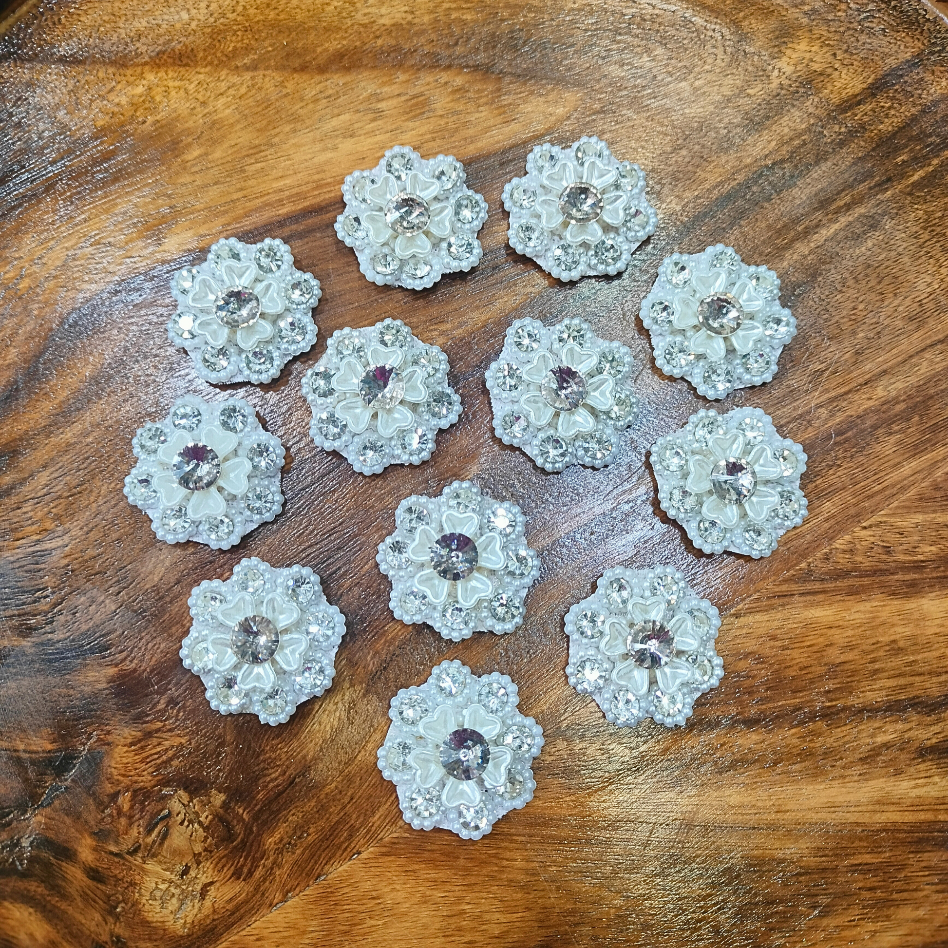 Elegant White Floral Zardosi Patch